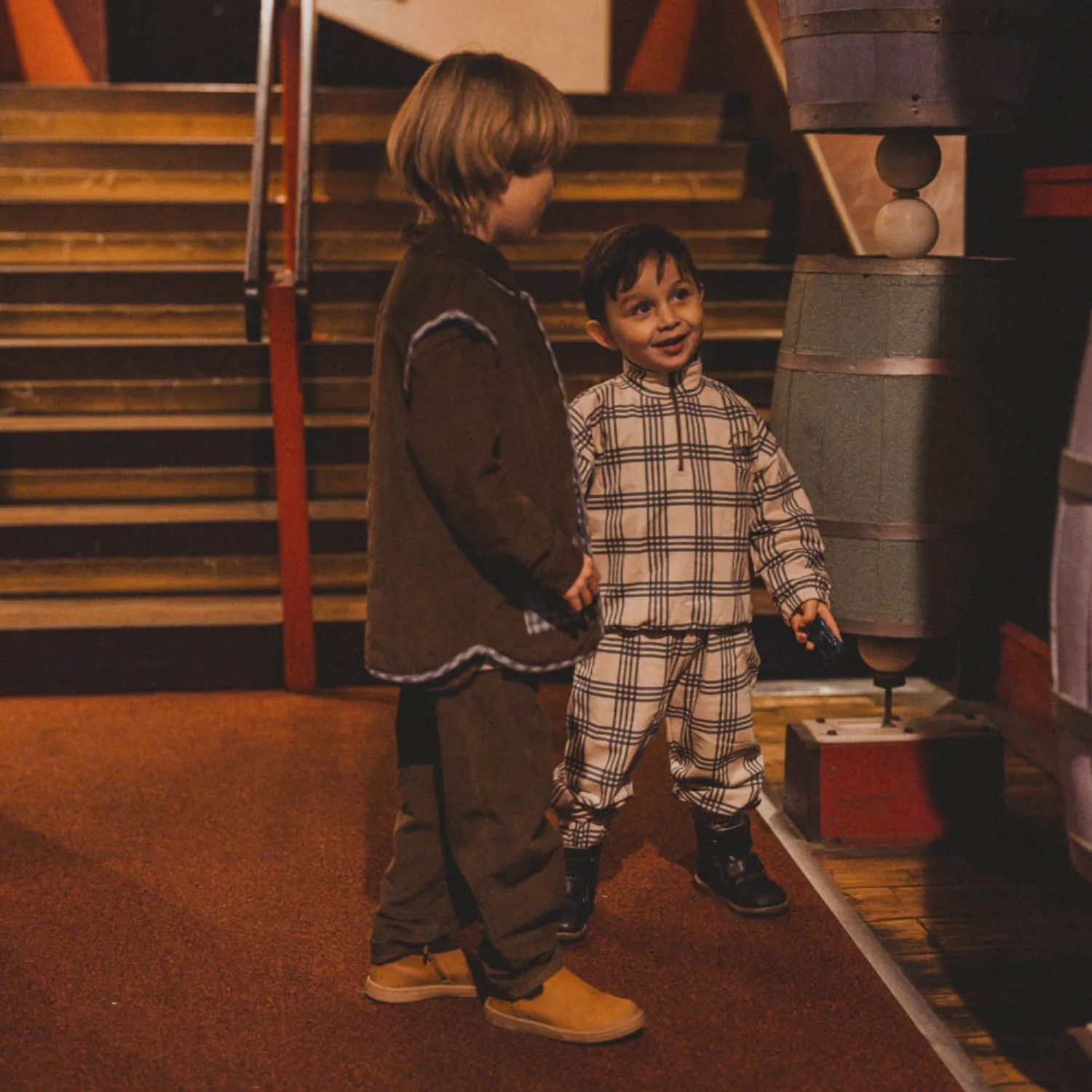 That's Mine Carreaux Bleu Meo Sweatpants Hydration Pocket Design