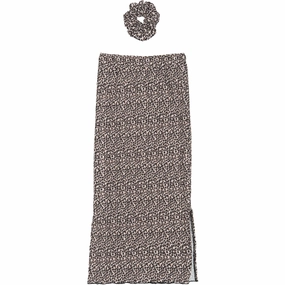 Neat Look The New Feather Gray AOP TNPet Long Pleat Skirt