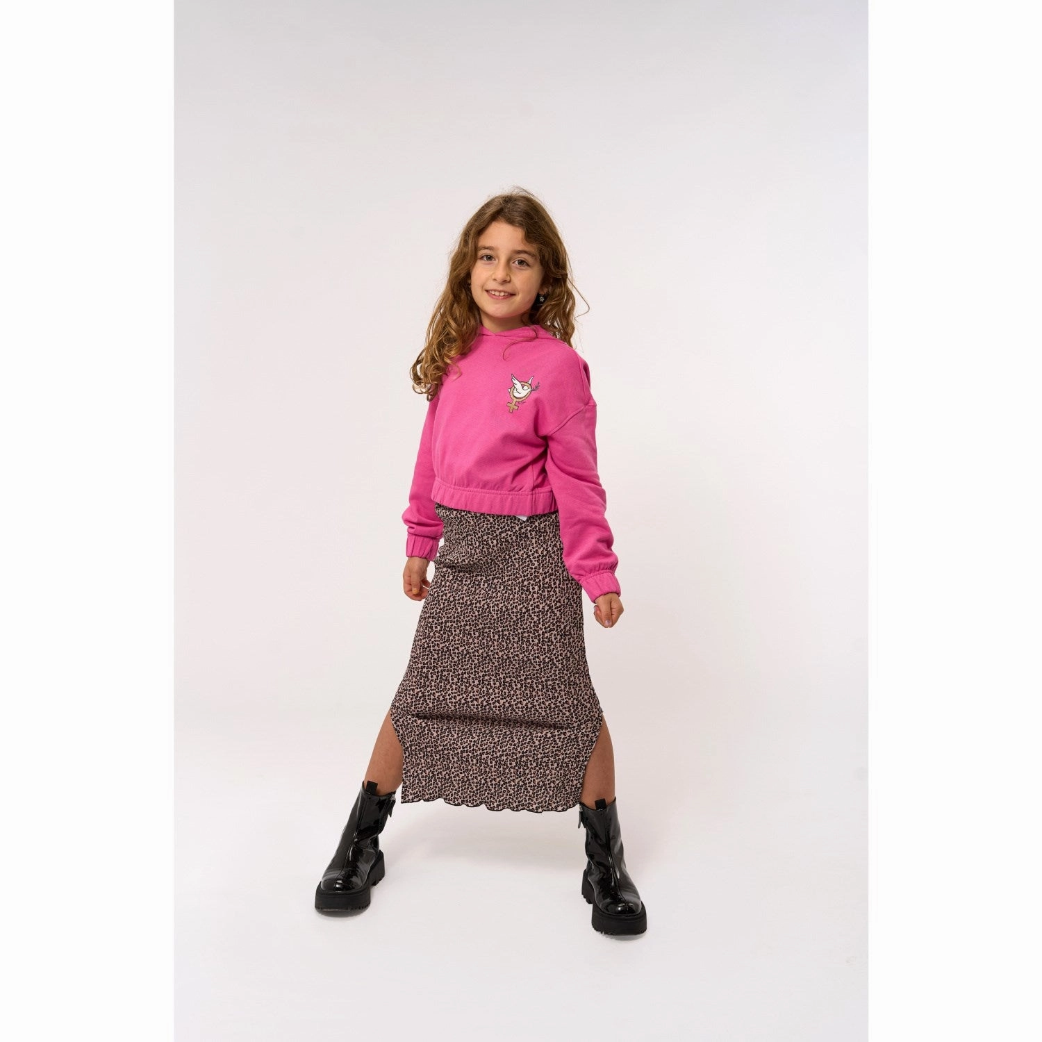 Biodegradable Fabric The New Feather Gray AOP TNPet Long Pleat Skirt