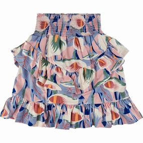 Refined Texture Bold Accent THE NEW Peach Beige Flower AOP Gwyneth Skirt