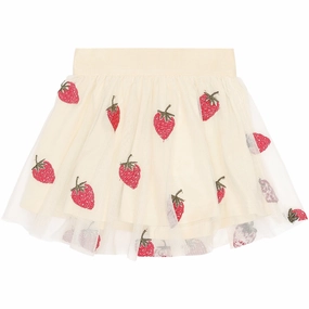 THE NEW Siblings Angora Big Strawberry AOP Loannah Skirt Pastel tone Trendy Outfit