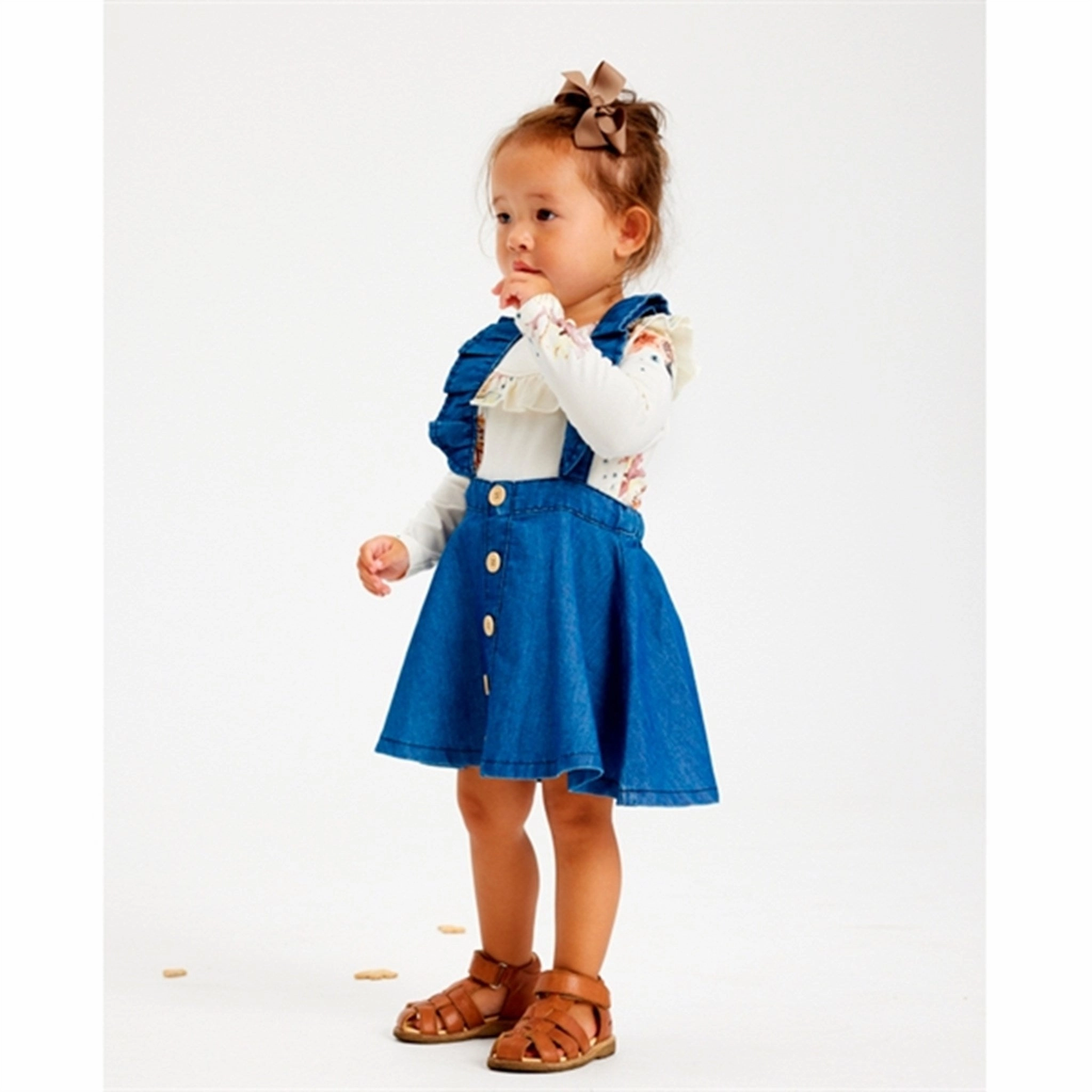 THE NEW Siblings Blue Denim Gambit Skirt Gather Details All Day