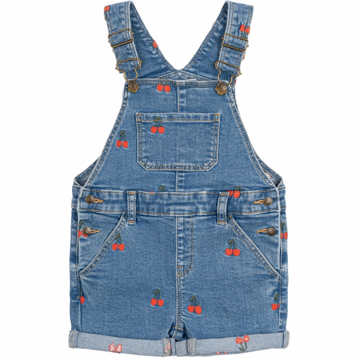 THE NEW Siblings Light Blue Denim EMB Nayla Short Denim Dungarees Layering Comfort Adjustable Waist