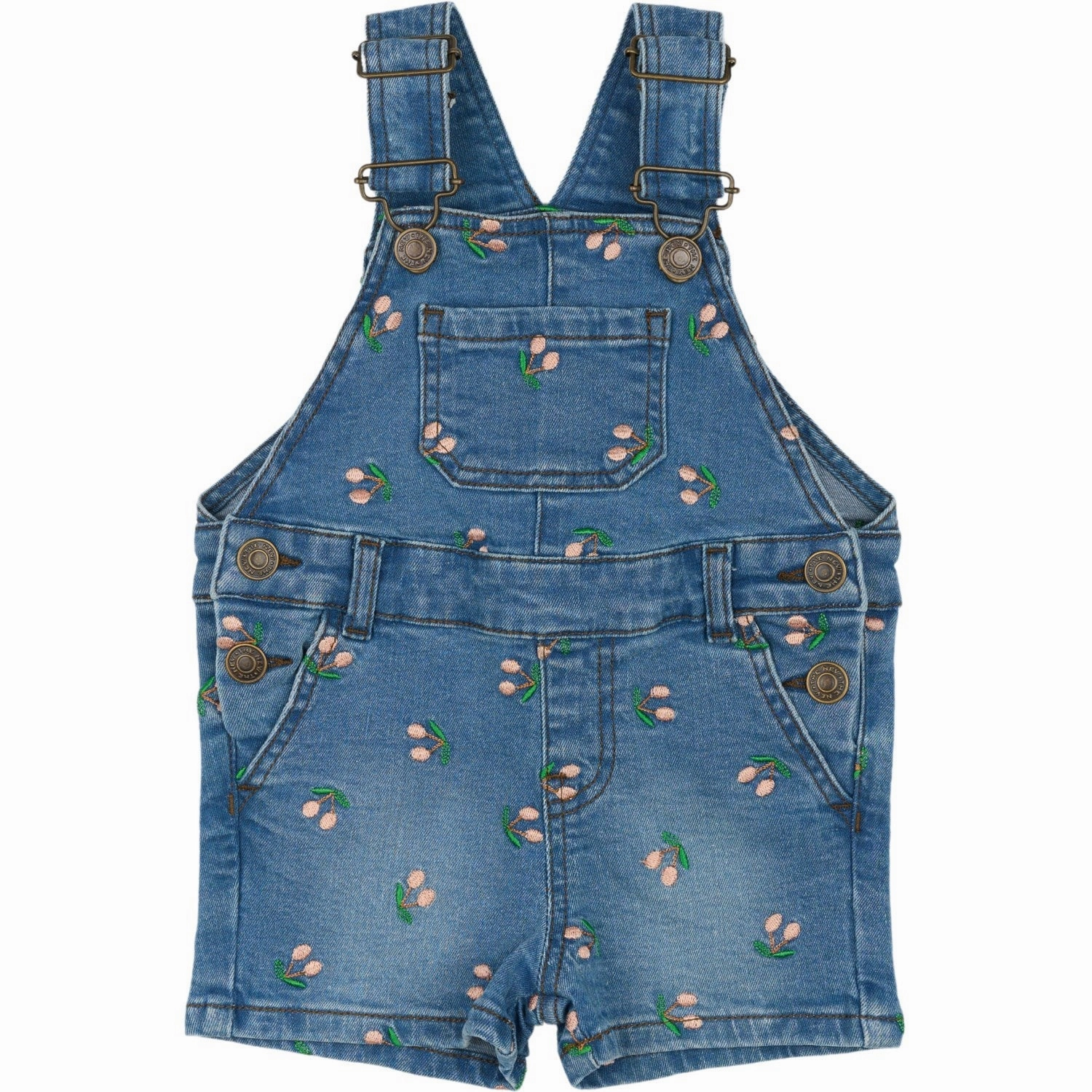 Breathable Fit FlexibleStretchWeave THE NEW Siblings Light Blue Denim Embroidery Ovia Short Denim Dungarees