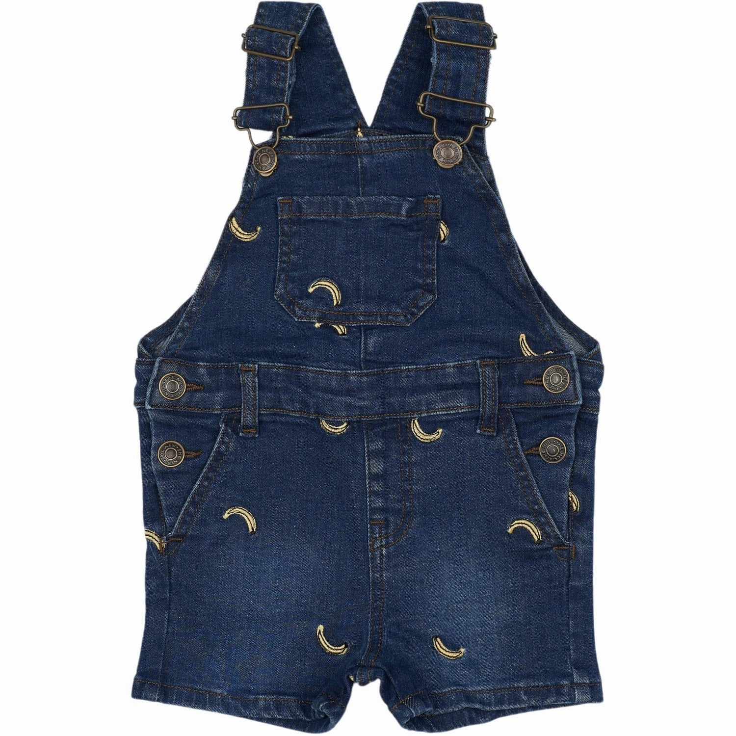 THE NEW Siblings Medium Blue Denim Embroidery Otis Short Denim Dungarees Breathable Stretch Modern Design