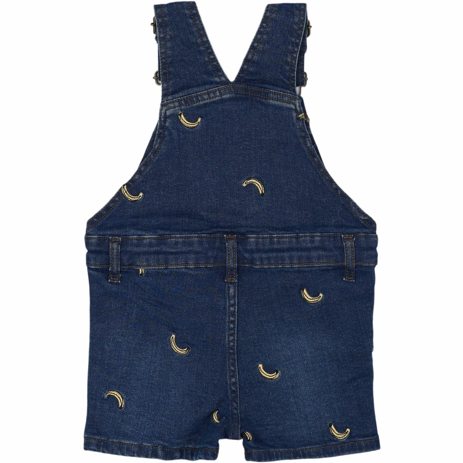 THE NEW Siblings Medium Blue Denim Embroidery Otis Short Denim Dungarees Low Profile clean design