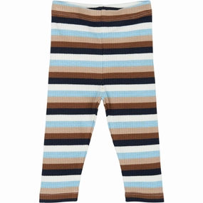 THE NEW Siblings Powder Blue Striped TNSBPark Rib Leggings Chic Performance