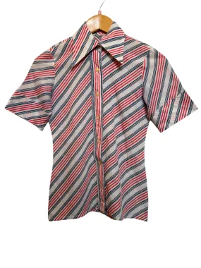 Summer Camp Daytime Look White Striped Women's Blouse (Size S)