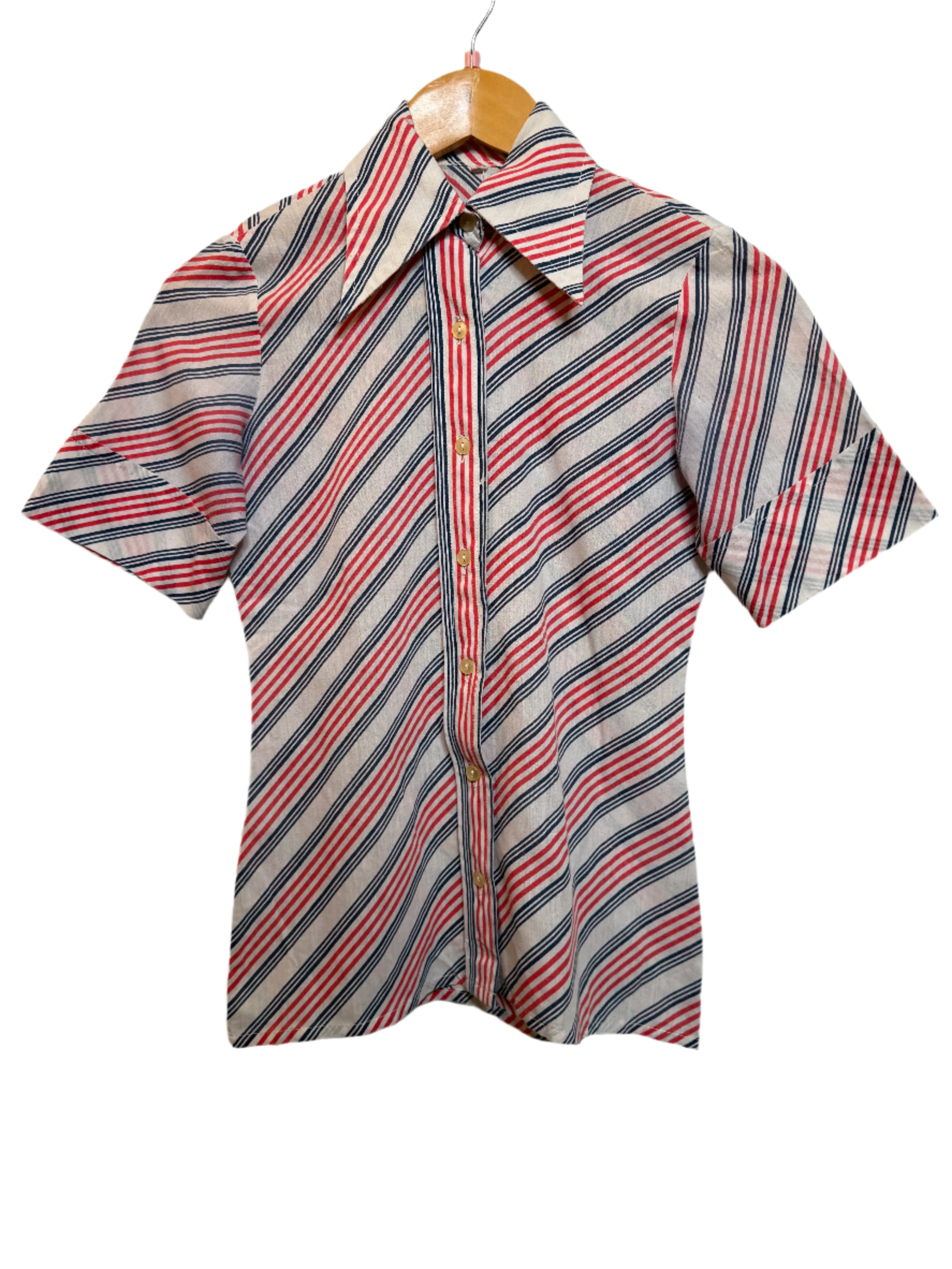 Summer Camp Daytime Look White Striped Women's Blouse (Size S)