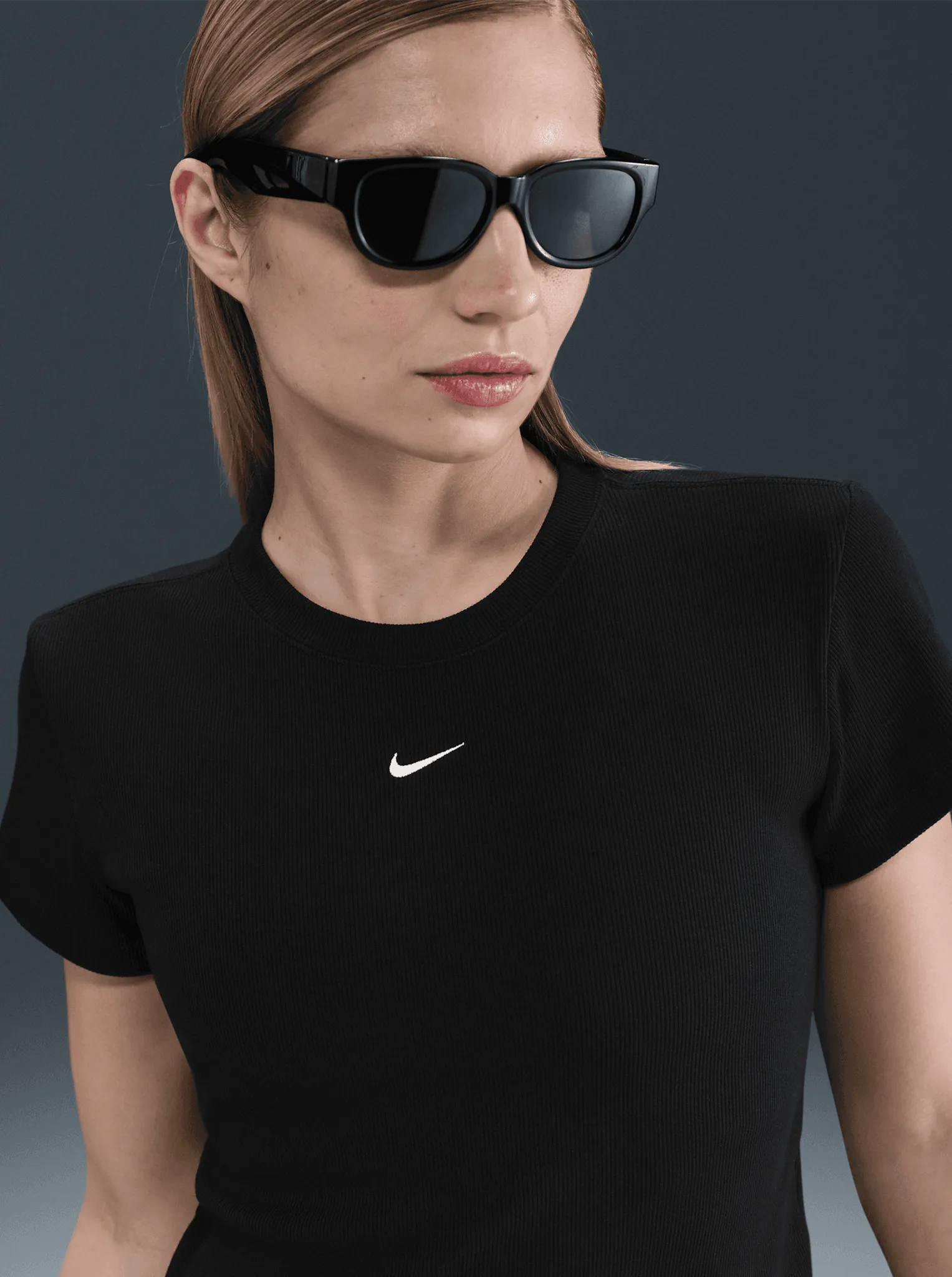 Round neck simplicity Sportswear Rib Jersey Short Sleeve Top