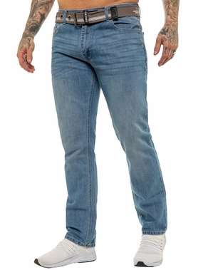 Nature Lover Party Look Mens Designer Blue Regular Tapered Fit Denim Jeans | Enzo Designer Menswear