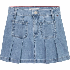 Tommy Hilfiger Drapey Denim Skirt Pleated Handmade Quality Bold Statement