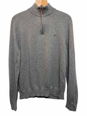 Tommy Hilfiger Grey Quarter Zip (Size L) Multi purpose design Modern Comforted
