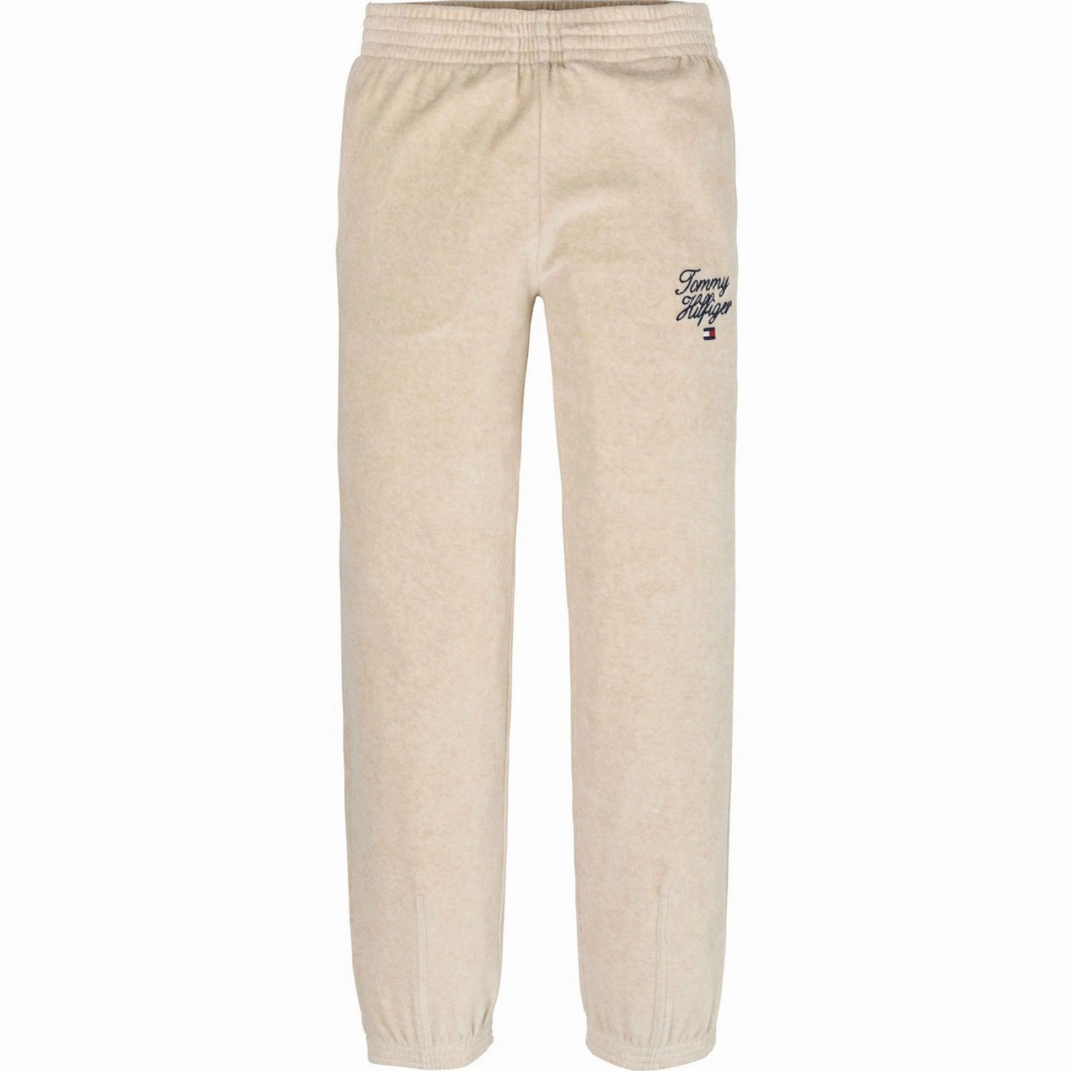 Tommy Hilfiger Heathered Oat Script Velour Pants ThermalRegulating Core Layers Low-waisted