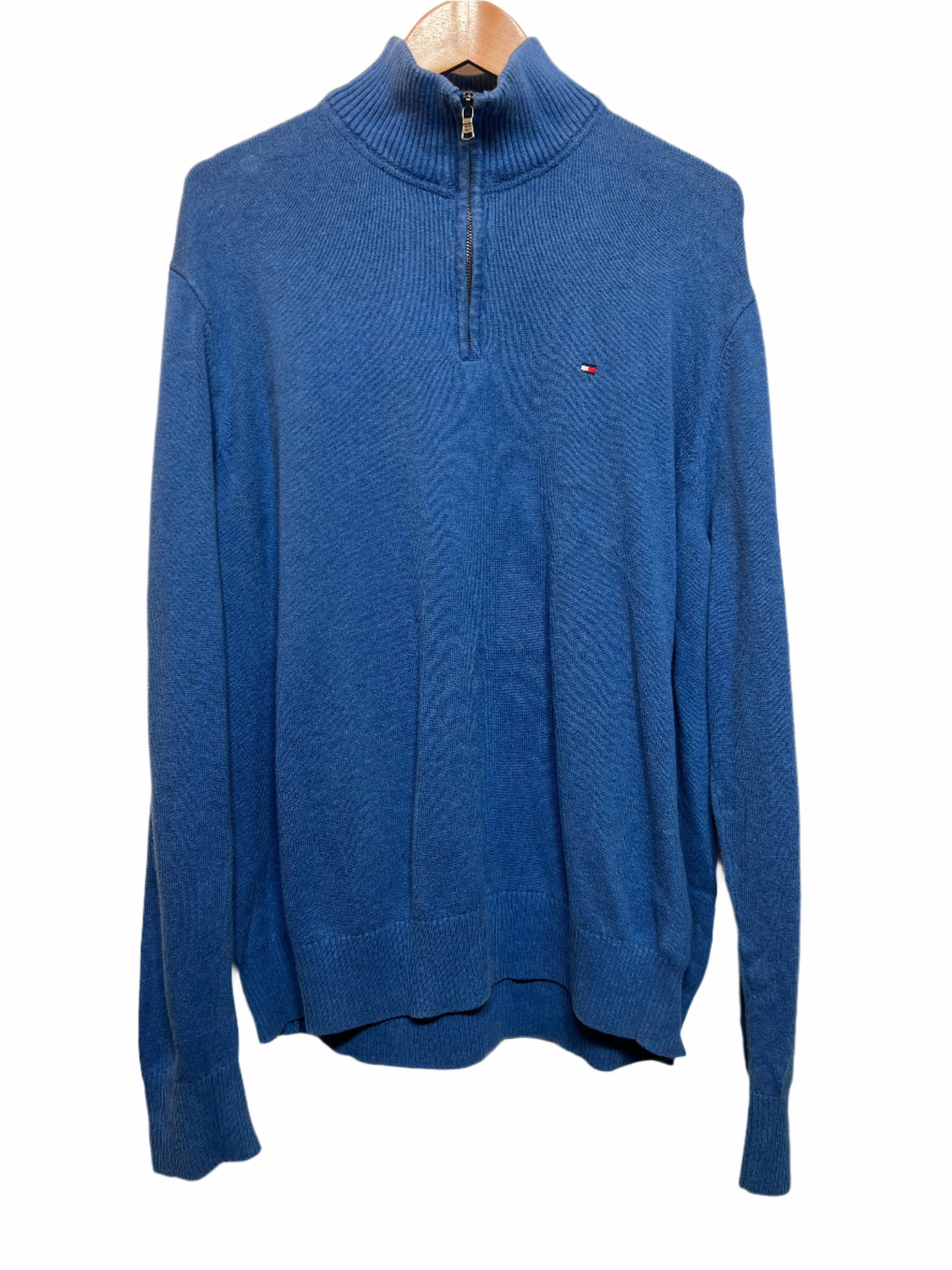 WrinkleResistant Tommy Hilfiger Mens Blue Quarter Zip (Size XL)