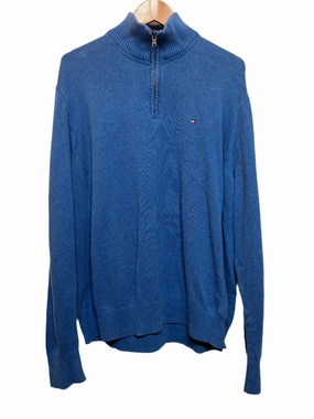 WrinkleResistant Tommy Hilfiger Mens Blue Quarter Zip (Size XL)