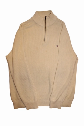 Tommy Hilfiger Mens Cream Knitted Sweater (Size XL) Durable Edge Binding EcoFriendly Material Blend