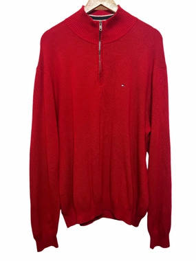 Odor Control Technology Tommy Hilfiger Mens Red Quarter Zip (Size XL)
