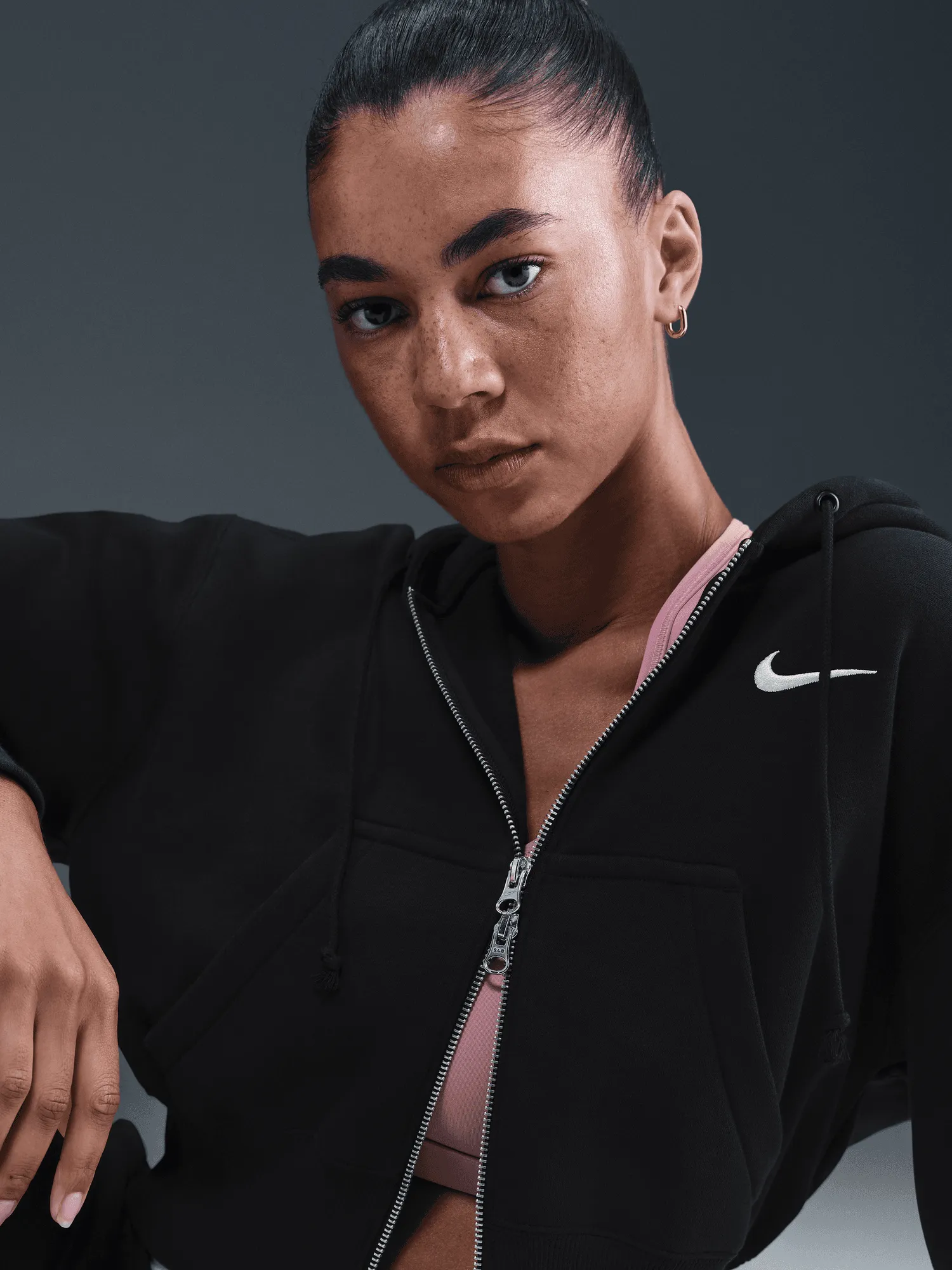 Sportswear Phoenix Full Zip Hoodie Minimalist Design Tonal Logo Embroidery