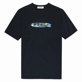 Marai Brush Logo T-Shirt Men Stretch Jersey Knit