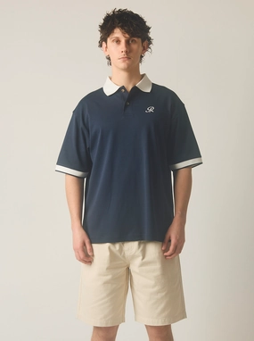 Polo Shirt in Navy Quick Dry Material YarnDyed Construction