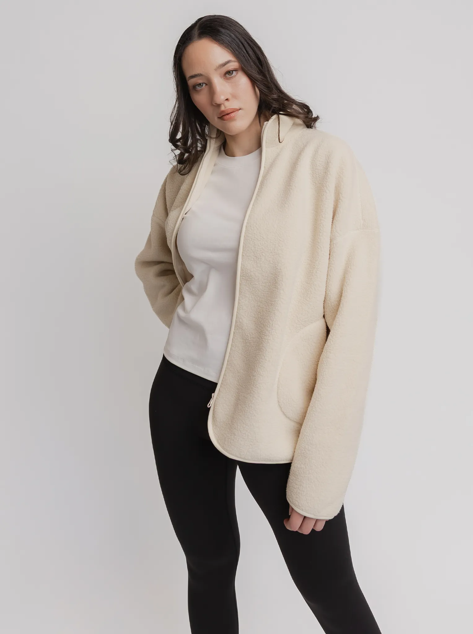 Oversized Fleece in Teddy Layer Versatility Hazard