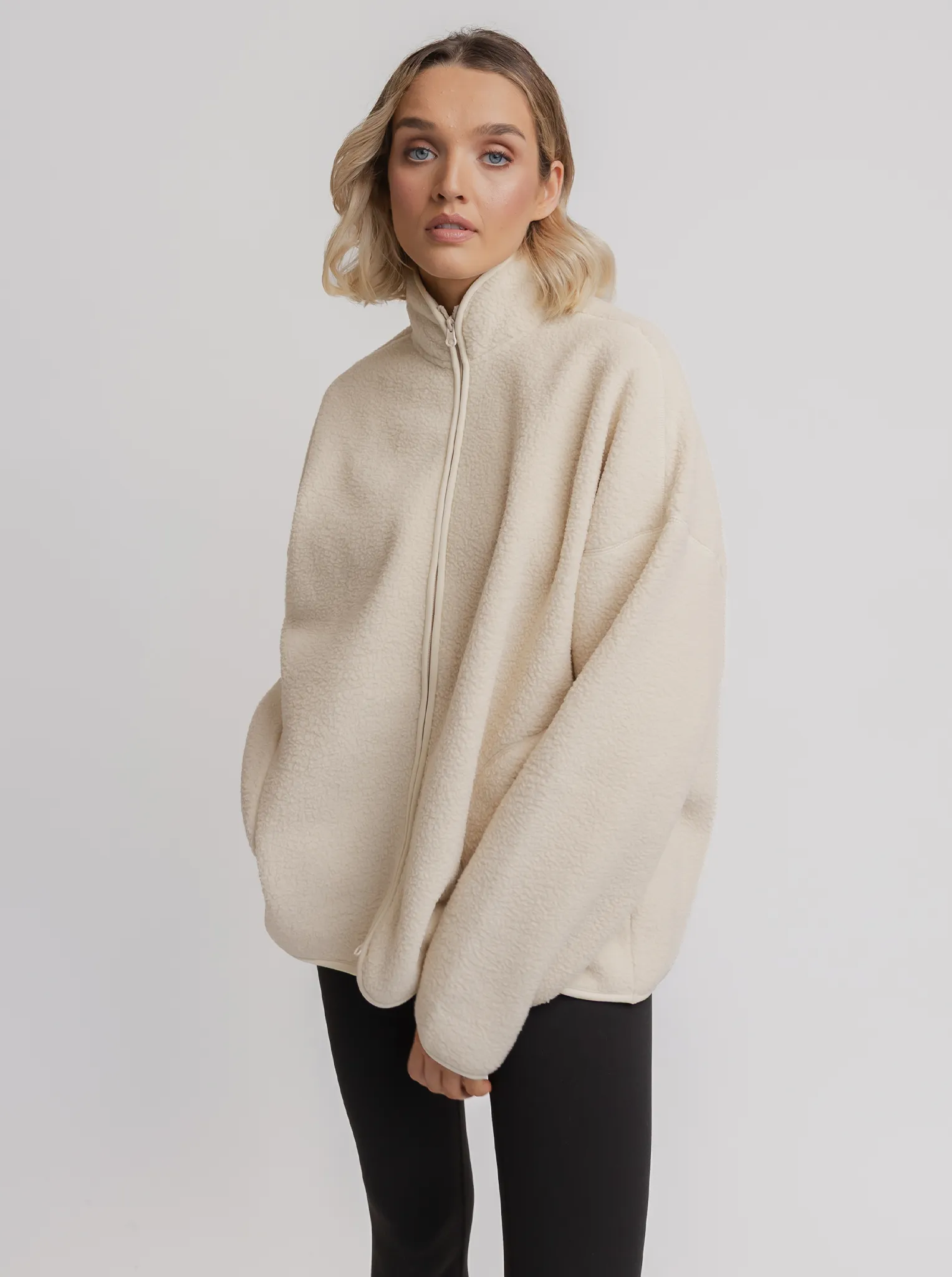 Convertible Design Flex Stretch Material Oversized Fleece in Teddy