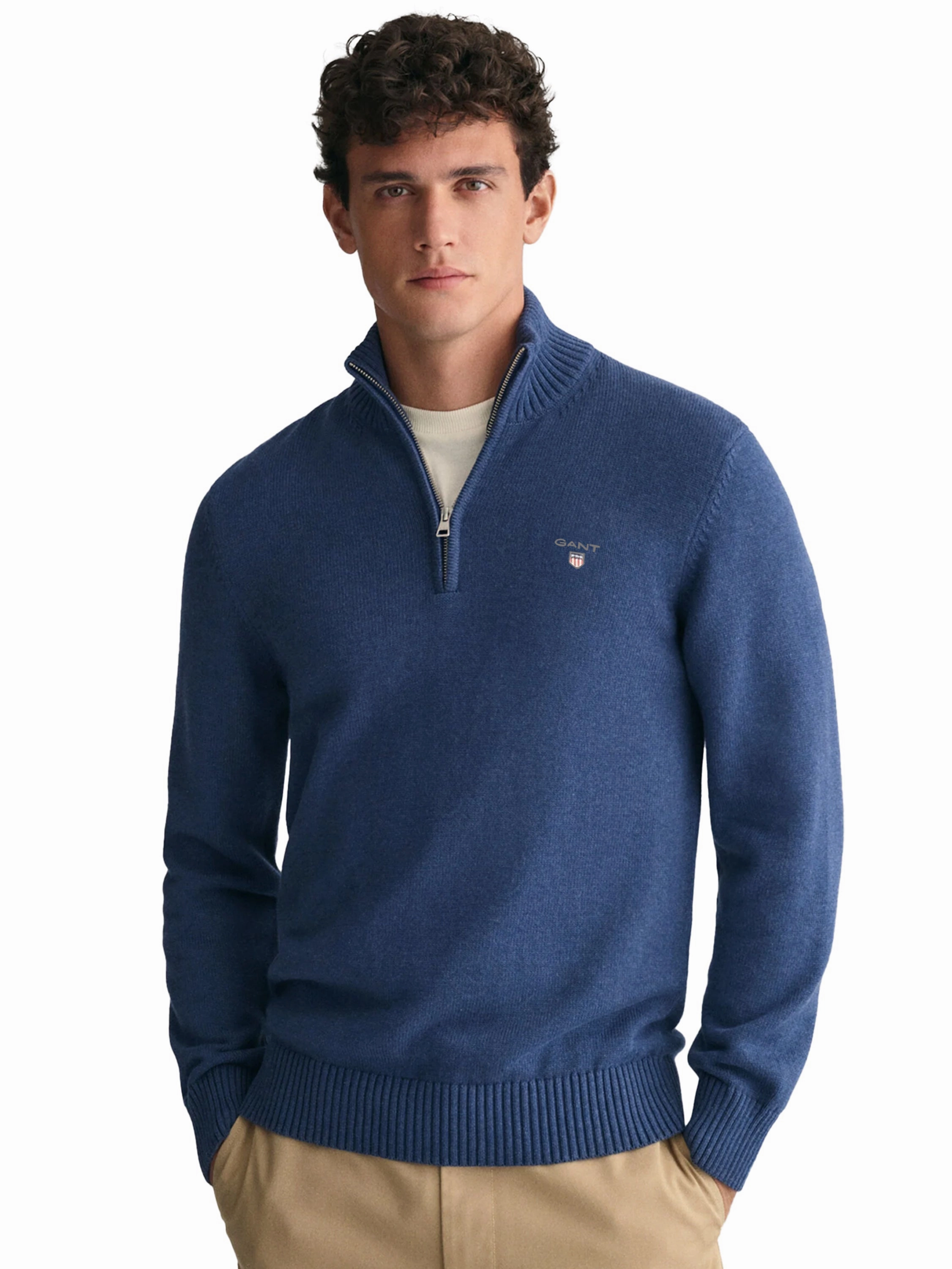 Knit Reinforced Edges Friction Resistant Edging Gant | Mens Half Zip Sweatshirt