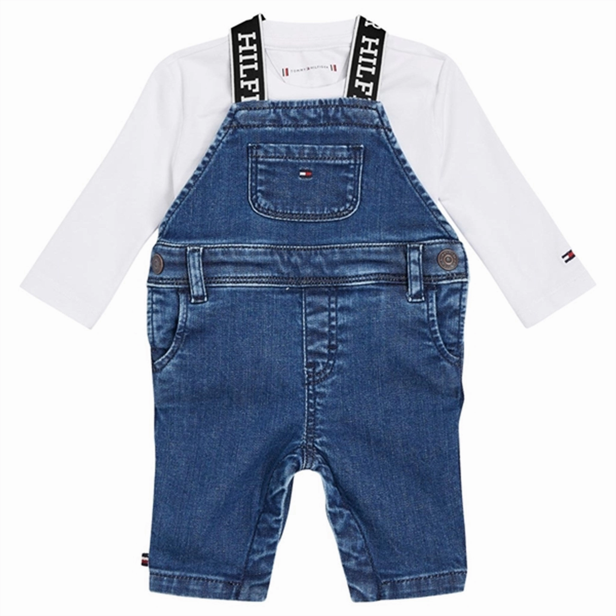 Tommy Hilfiger Baby Denim Dungaree Set Denim Medium Simple Silhouette
