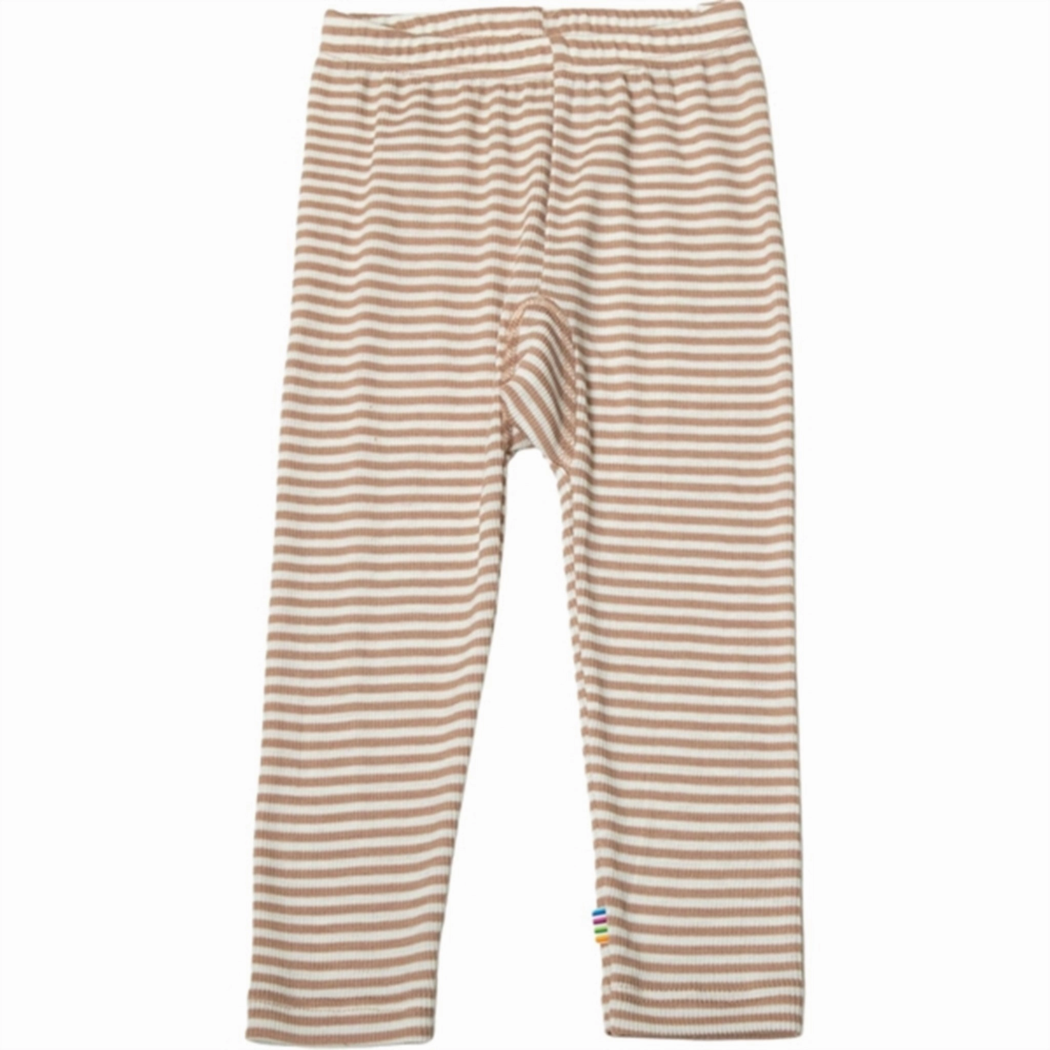 Joha Wool/Silk Light Brown Stripe Leggings Smart Stretch Fit