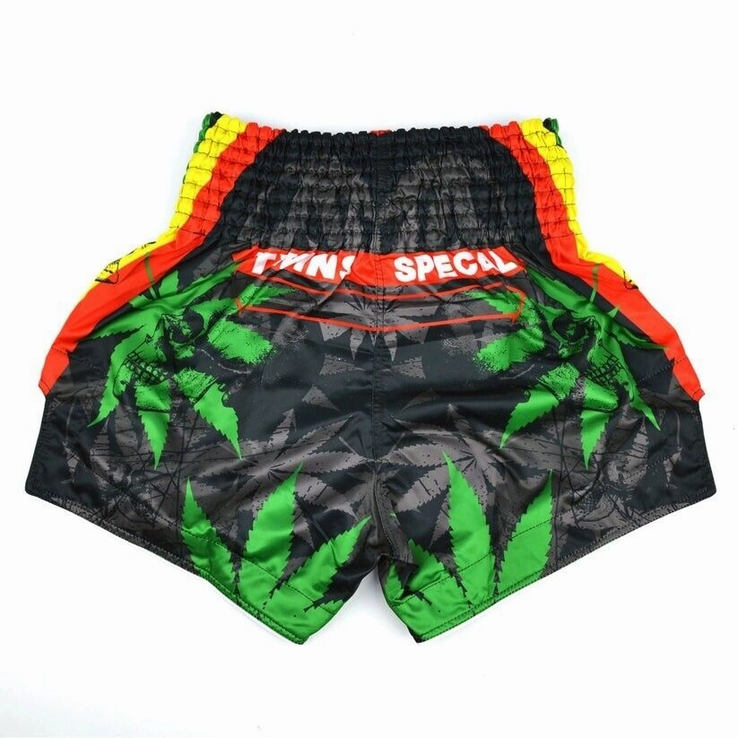 High Elasticity Blend Classic Appeal Twins Grass Muay Thai Shorts Black Kickboxing MMA