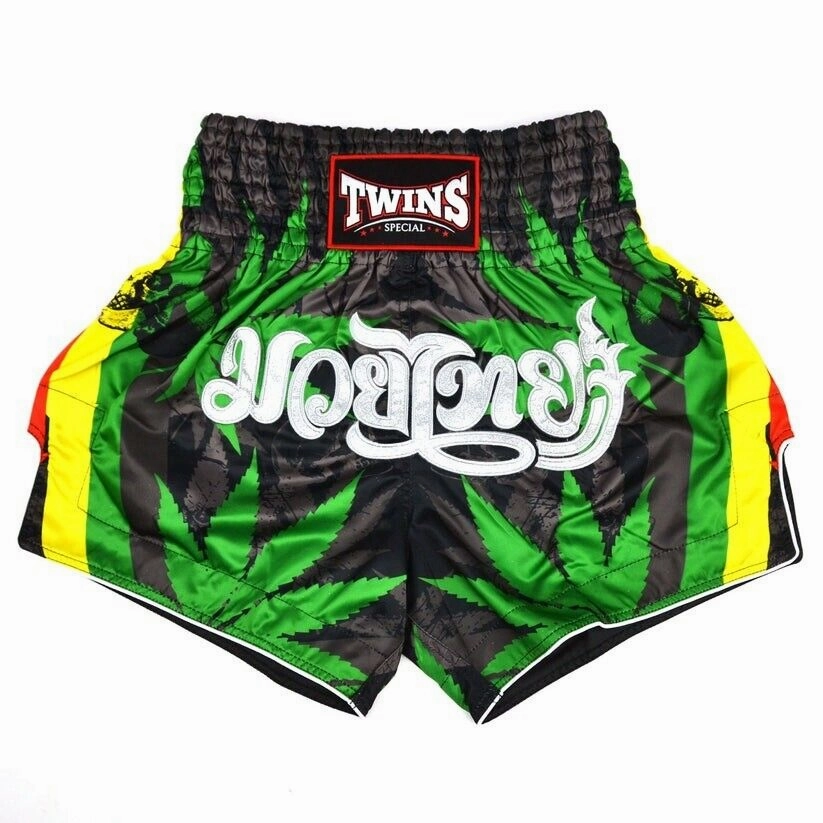 Durable Stitching Twins Grass Muay Thai Shorts Black Kickboxing MMA
