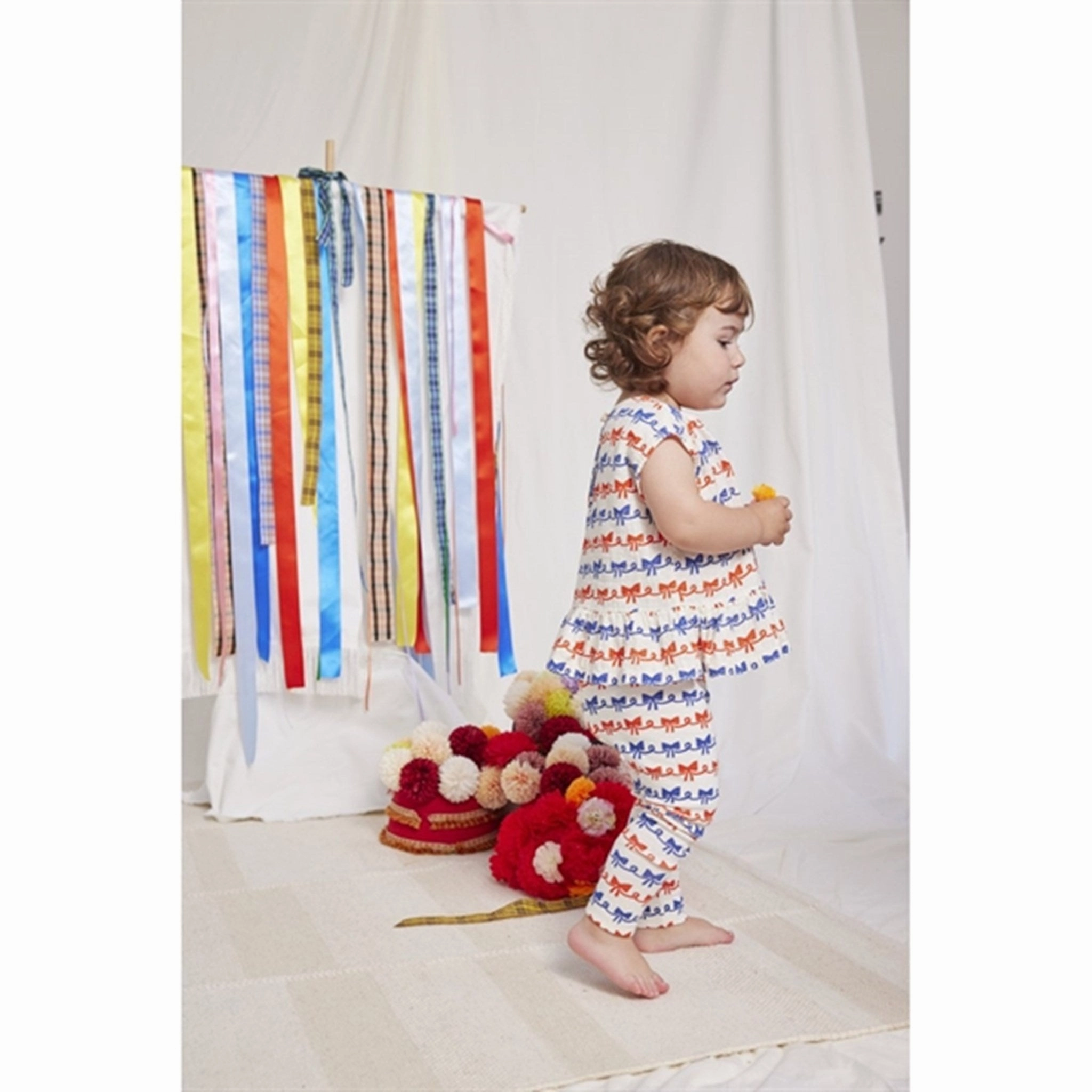 Bobo Choses Baby Ribbon Bow All Over Leggings Offwhite School Sports Plus Size Versatile Fit