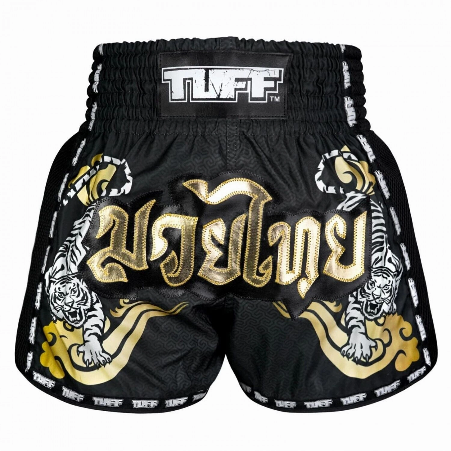 Trendy Mood semi-formal look TUFF Muay Thai Shorts Black Twin Tiger MSC120