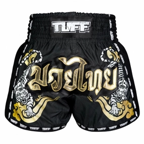 TUFF Muay Thai Shorts Black Twin Tiger MSC120 music event look Stretchable Material