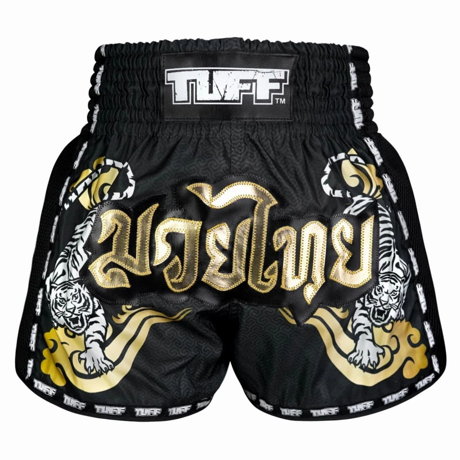Fair trade TUFF Muay Thai Shorts Black Twin Tiger MSC120