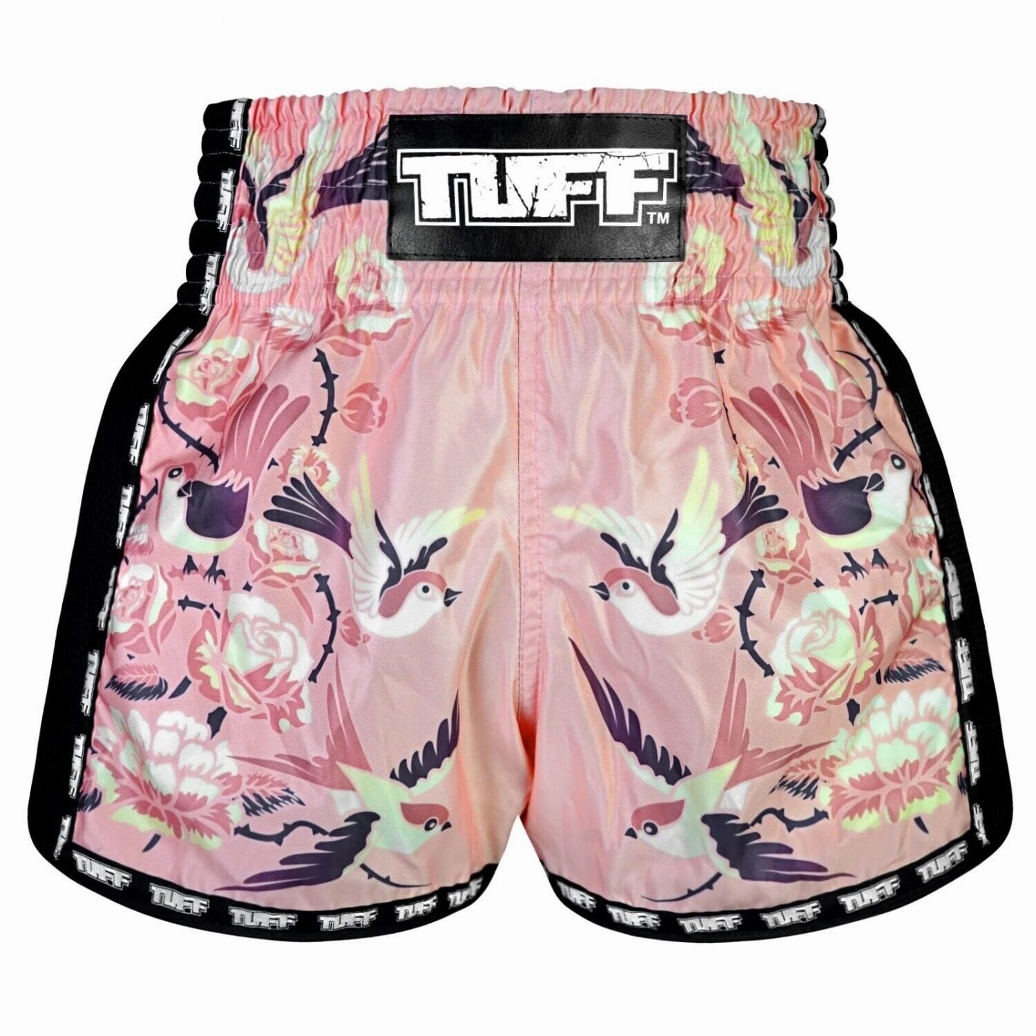 Sports Comfort Street Mood TUFF Muay Thai Shorts Pink Birds With Roses MSC123
