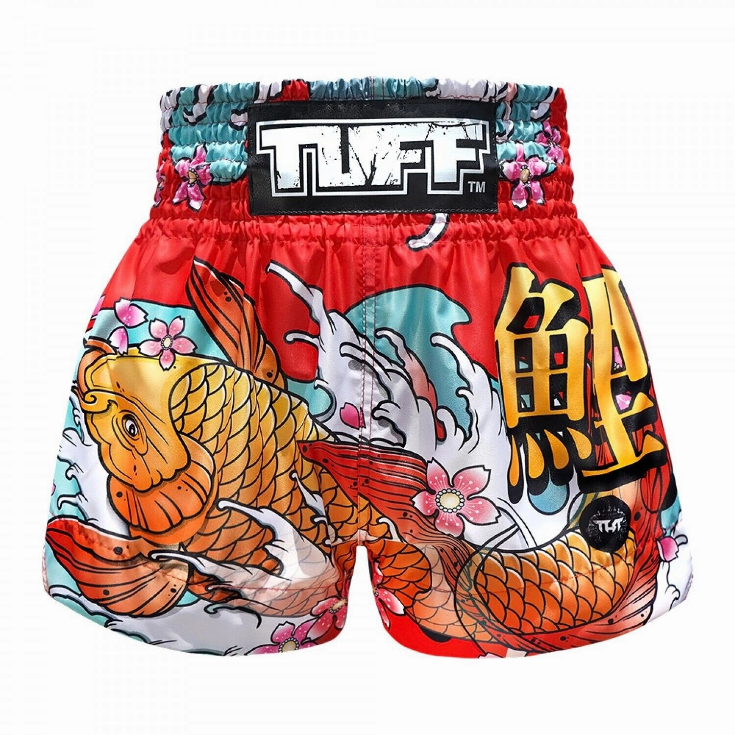 Quick Release Buckle TUFF Muay Thai Shorts Red Japanese Koi Fish MS637