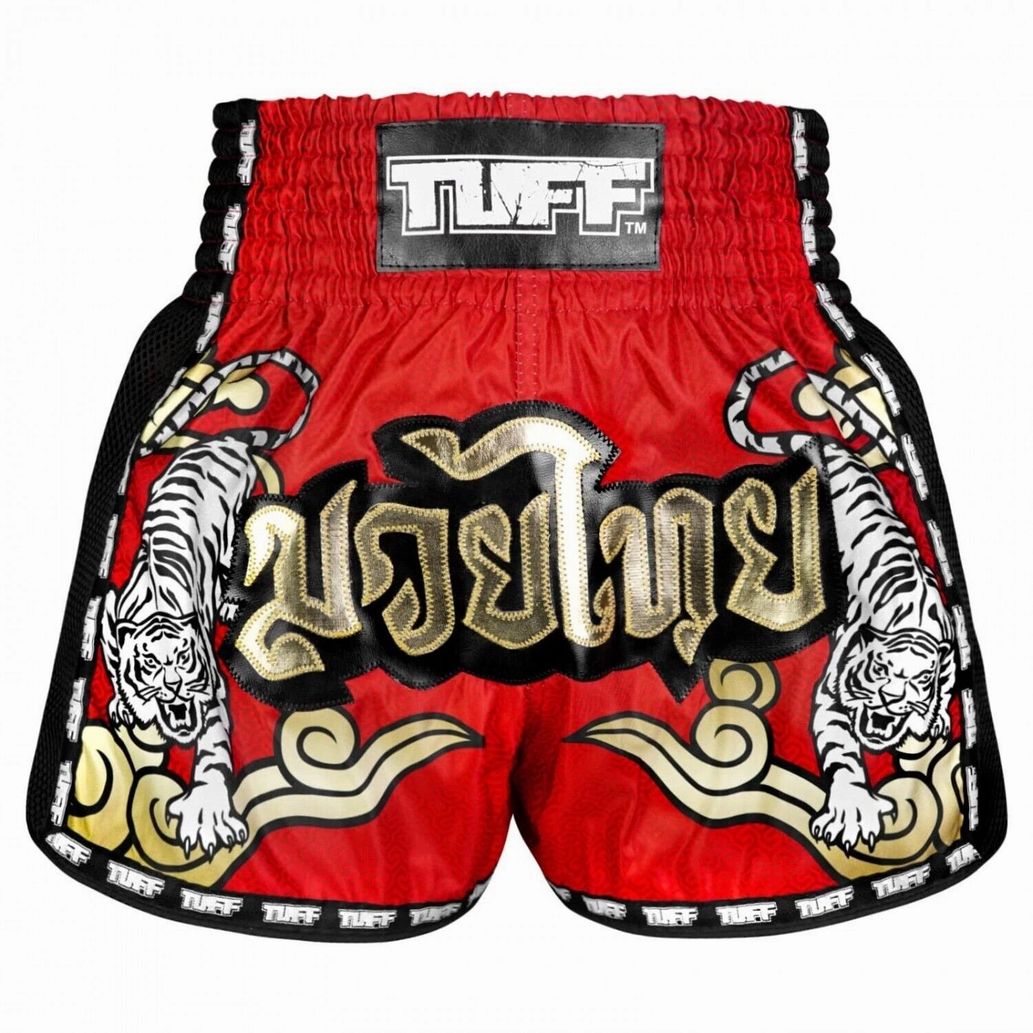 TUFF Muay Thai Shorts Red Twin Tiger MSC122 Moisture wicking