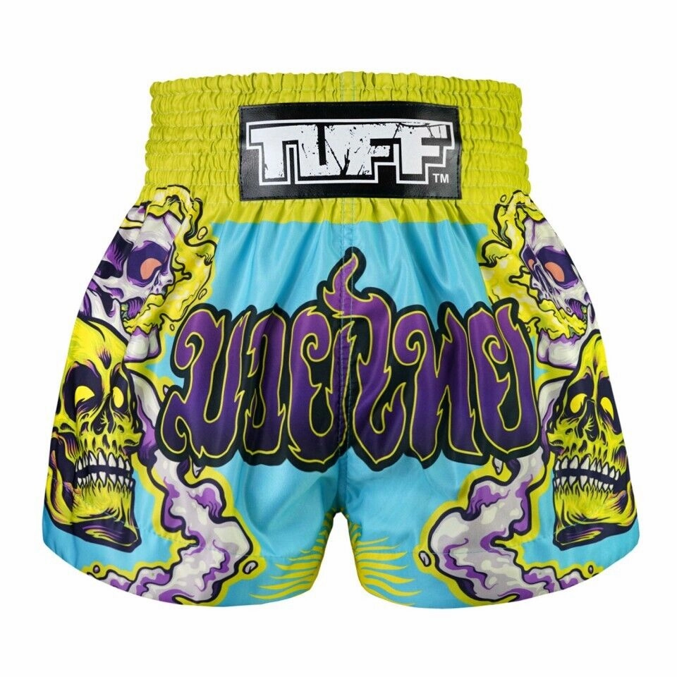 Anti-bacterial rooftop party look TUFF Muay Thai Shorts Trippy Skull MS682 Kickboxing MMA