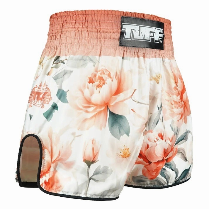 Stretchable Waistband Urban Mood TUFF Muay Thai Shorts TubTim Bloom White RMS125