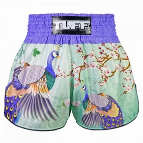 TUFF Muay Thai Shorts Yugana Kujaku The Elegance Peacock RMS112 Anti Pilling Fabric