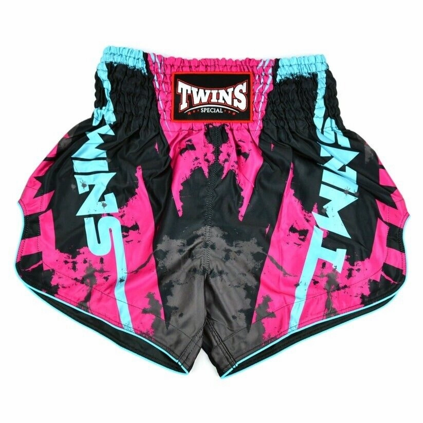Fade Resistant Dye basketball clothing Twins Candy Muay Thai Shorts Kickboxing MMA Green / Pink