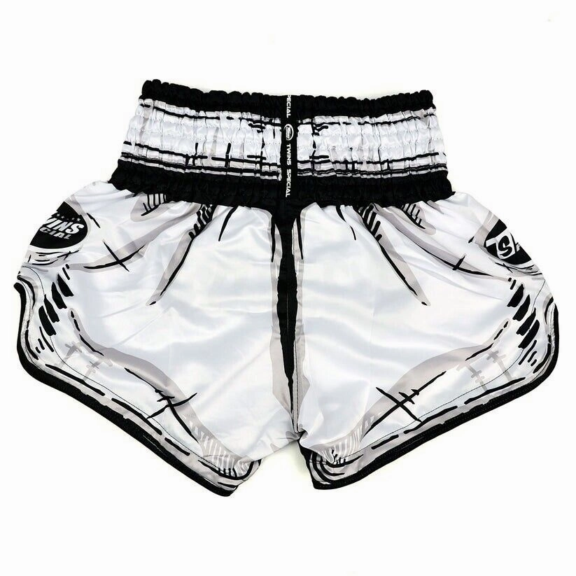 Regular Fit Fashionable Look Twins COMIC Muay Thai Shorts White Kickboxing MMA
