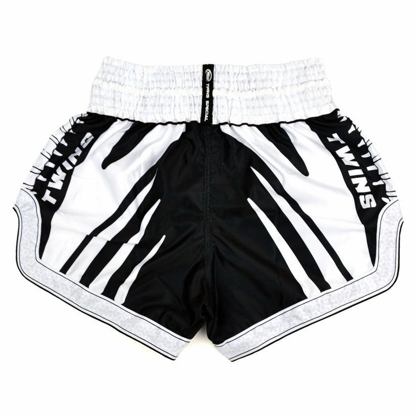 men's option Stylish Shorts Twins Special SPINE Muay Thai Shorts Black / White Kickboxing MMA