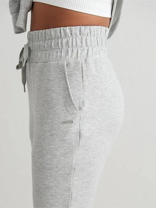 Light Grey Melange Comfy Sweatpants SeamlessPockets Easy Care Fabric