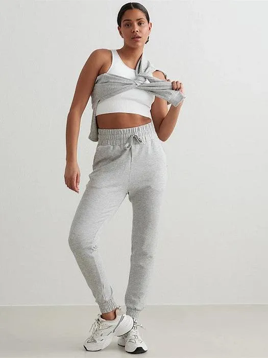 Light Grey Melange Comfy Sweatpants Chill Wear Moisture Management