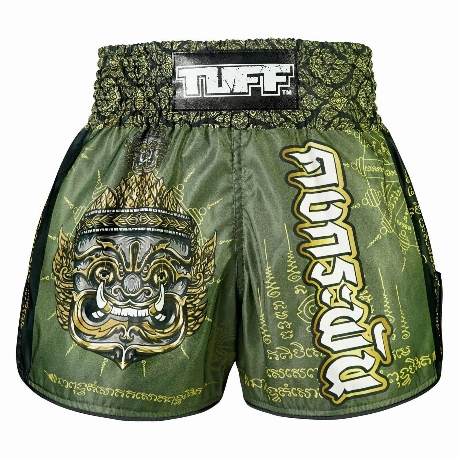 TUFF Muay Thai Shorts The Immortal Yaksa RMS117 Vented Hem Details floral shorts