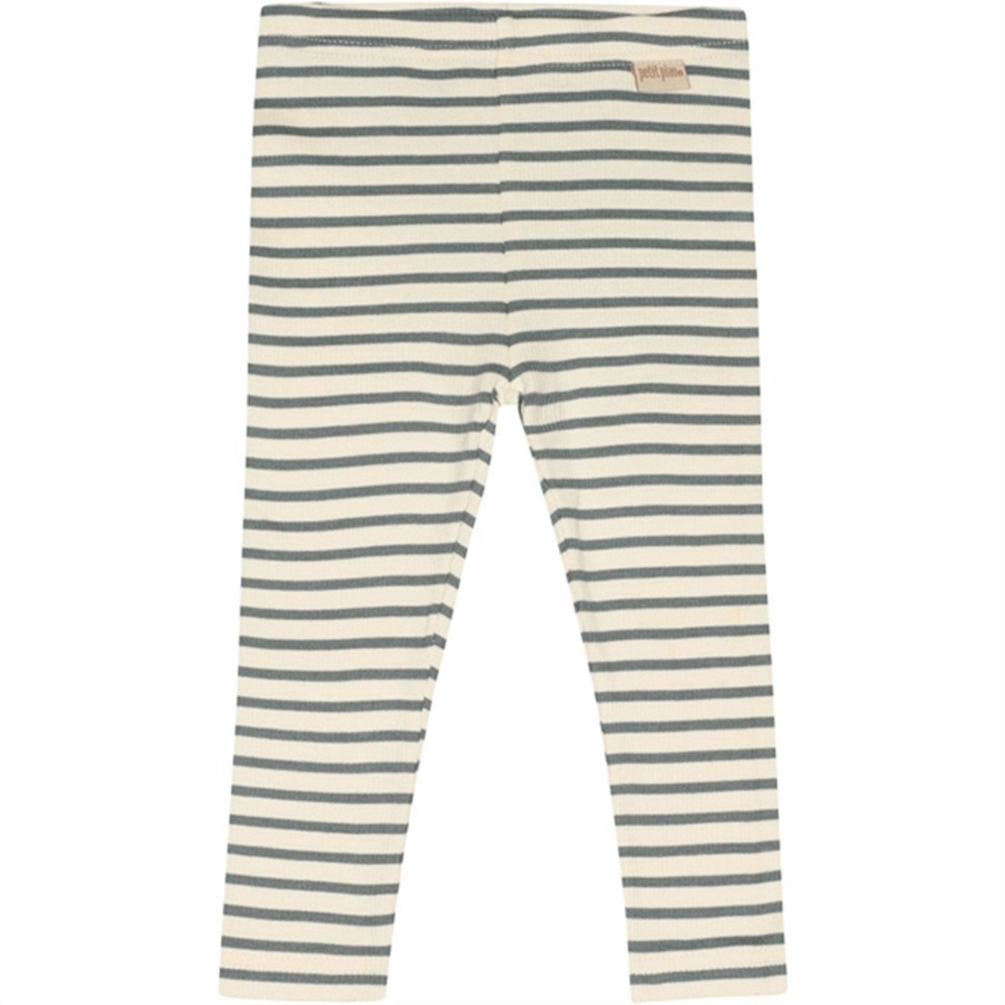 High Waist Casual Wearer Bonded Pockets Petit Piao Light Petrol/Offwhite Leggings Modal Striped