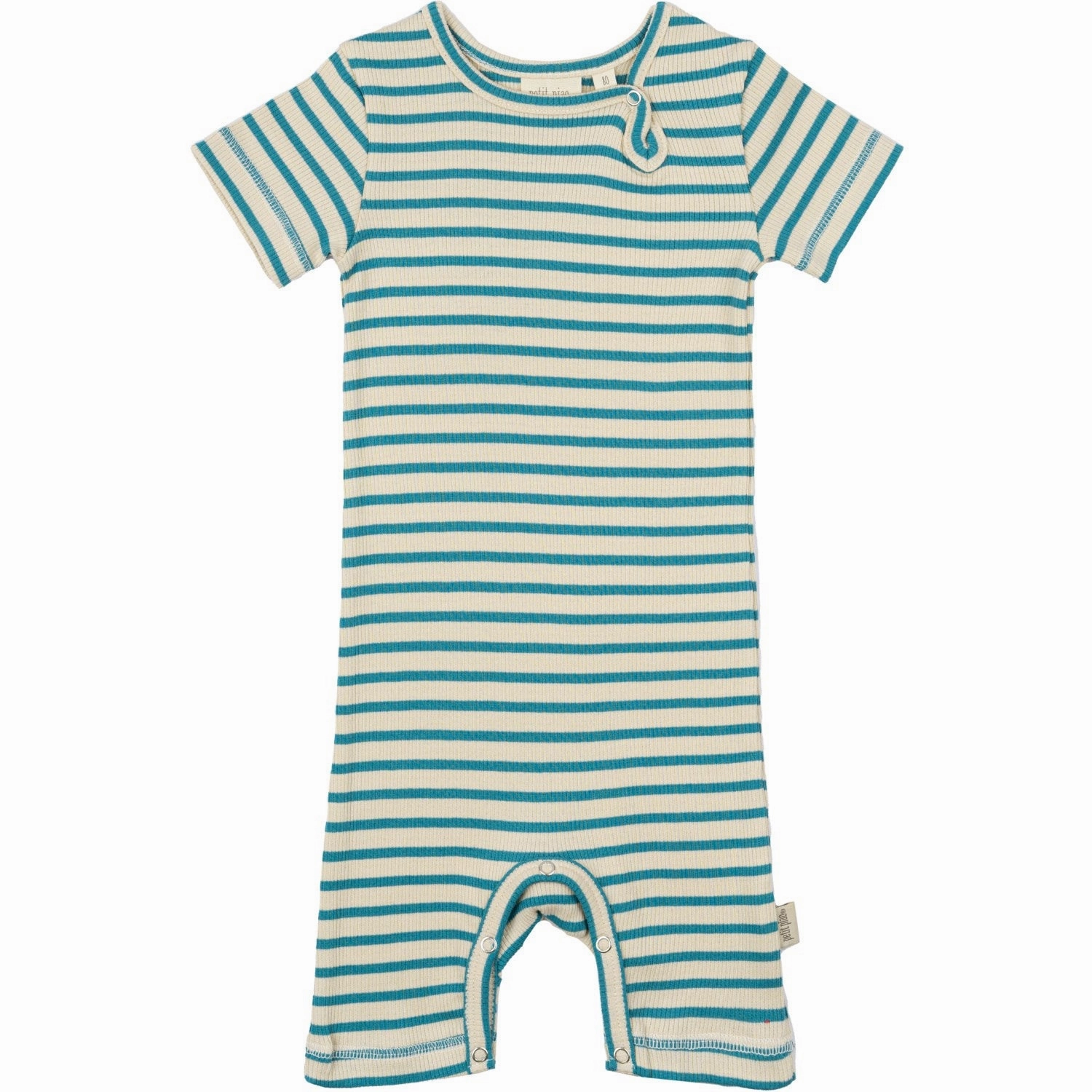 Versatile Comfy Petit Piao Turquise /Dark Off White Summer Romper S/S Modal Striped